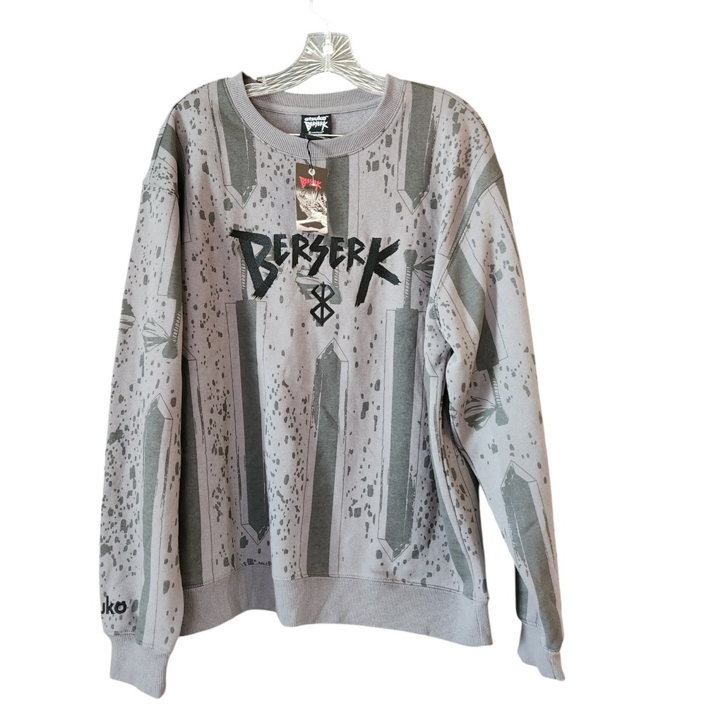 Atsuko Berserk The Dragon Slayer Gray Sweatshirt Long Sleeves Men's M NWT
